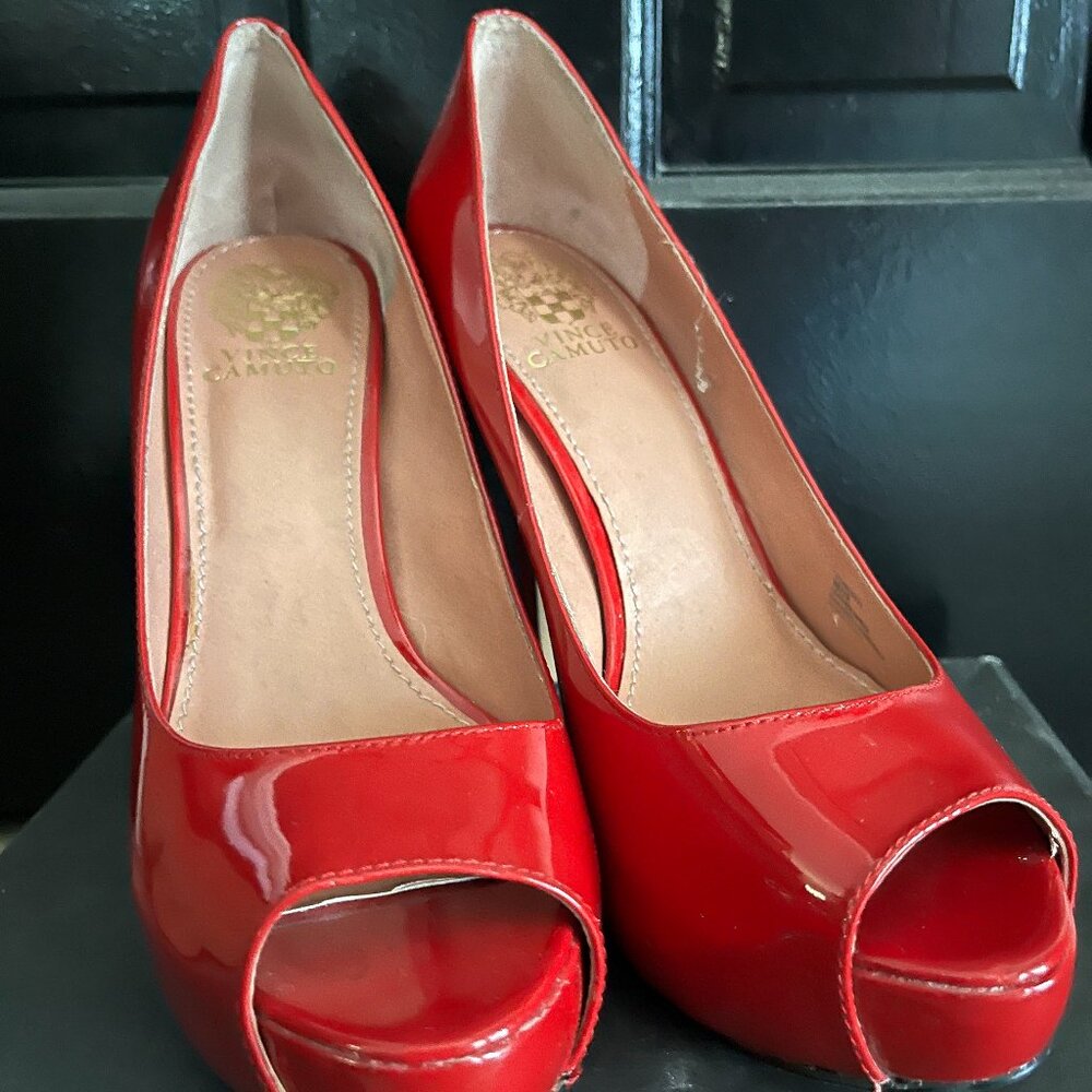 Vince Camuto true red patent leather high heels